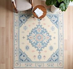 Elegant Handknotted Oushak Wool Rug